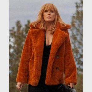 FREE PEOPLE! Faux Fur KATE Rust PEACOAT Cozy! M